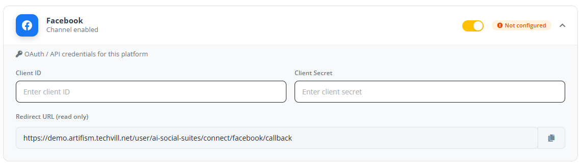 Facebook API Settings