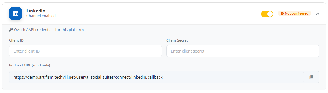 LinkedIn API Settings