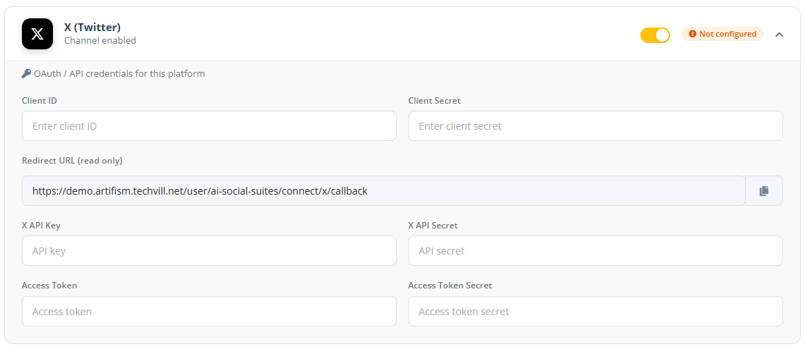 Twitter API Settings