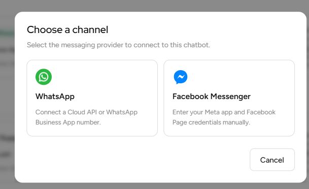 Real Artifism channel chooser with Facebook Messenger